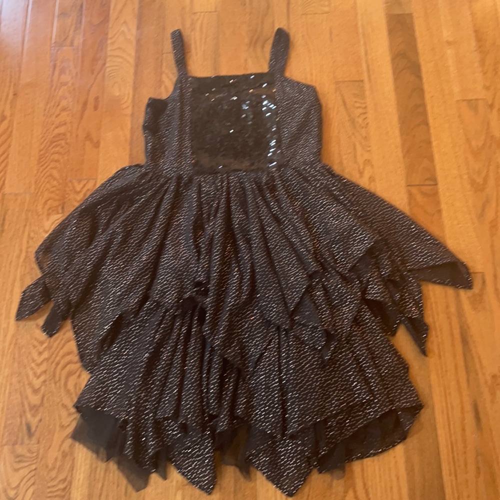 Kids black and gold color changing sequins dress